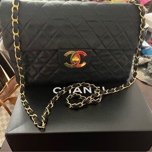 Chanel Maxi CC 24k Jumbo 34 Quilted Mateleasse XL wGold chain Shoulder Bag